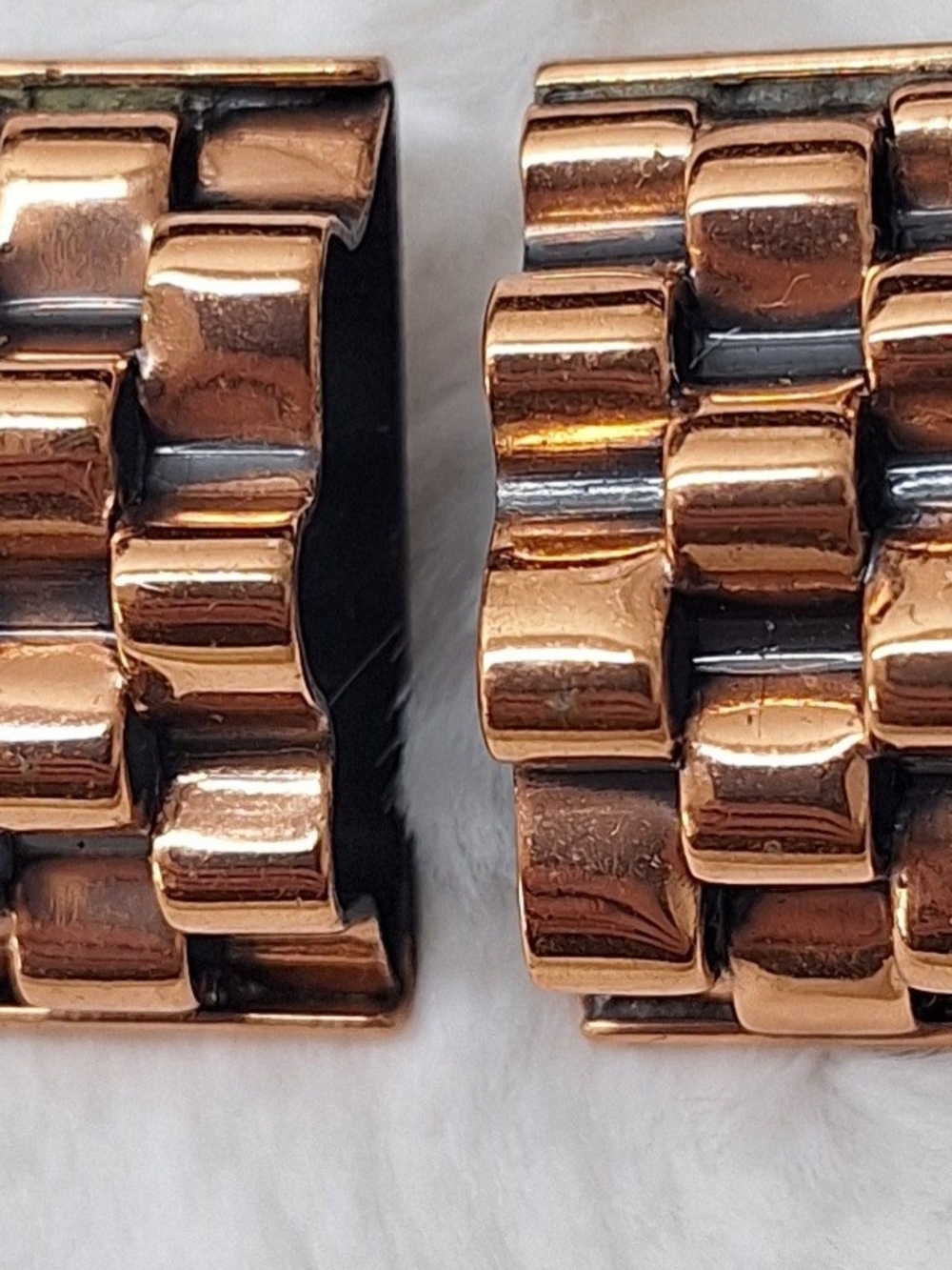 Renoir Copper Basket Weave MCM Vintage Clip On Earrings